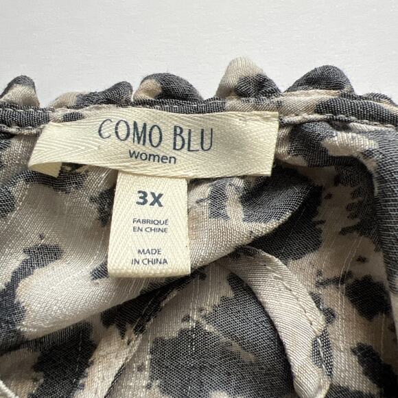 Como Blu Blouse Top Womens 3X Animal Print 3/4 Sleeves Elastic Cuffs Boho Casual - Picture 5 of 12